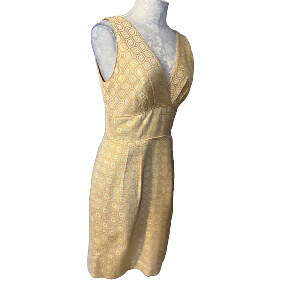 J Crew Silk Cotton Gold Yellow Dress 6 Stretch Career Church Party Wedding Date - Picture 4 of 6